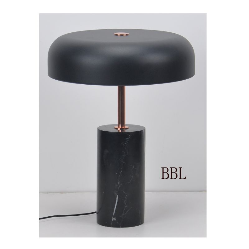 Đèn bàn LED với cơ sở đá cẩm thạch đen và bóng kim loại