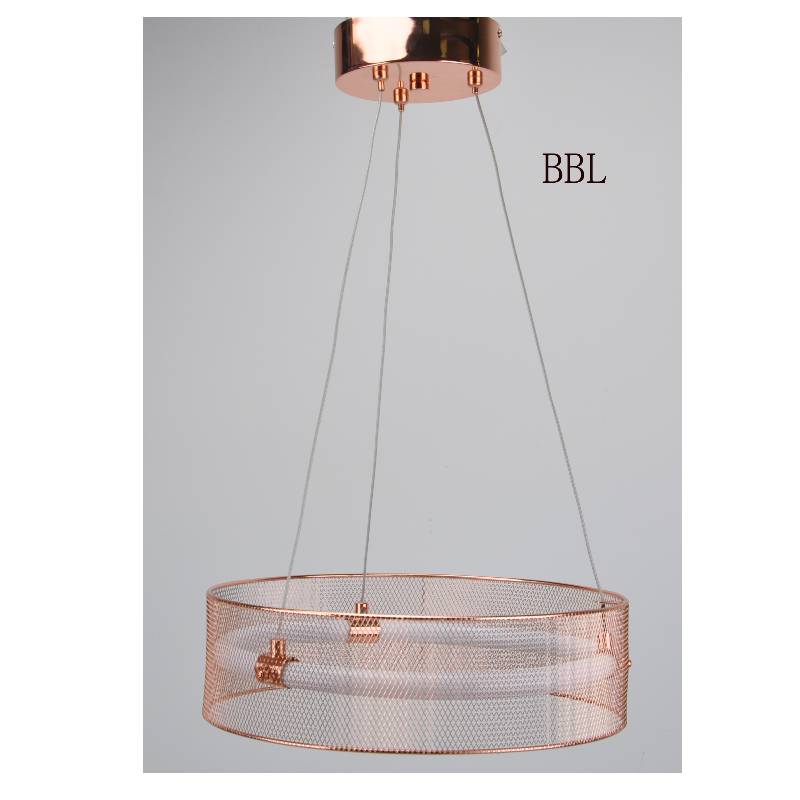 Mặt dây đèn LED với bóng lưới kim loại và ống acrylic