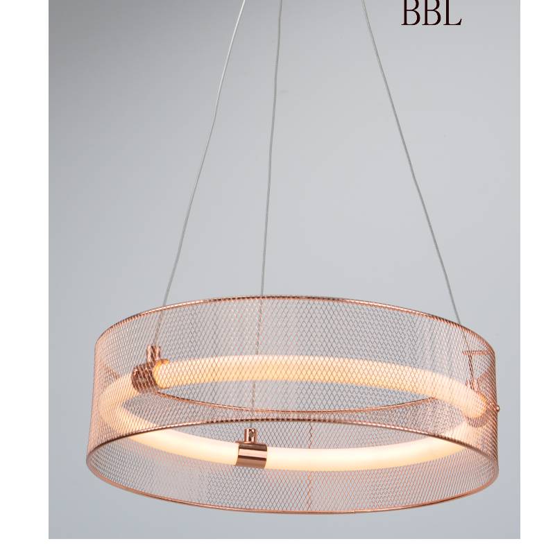 Mặt dây đèn LED với bóng lưới kim loại và ống acrylic